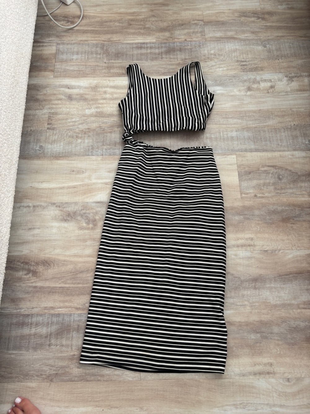 Zara Striped Midi dress in Black & White